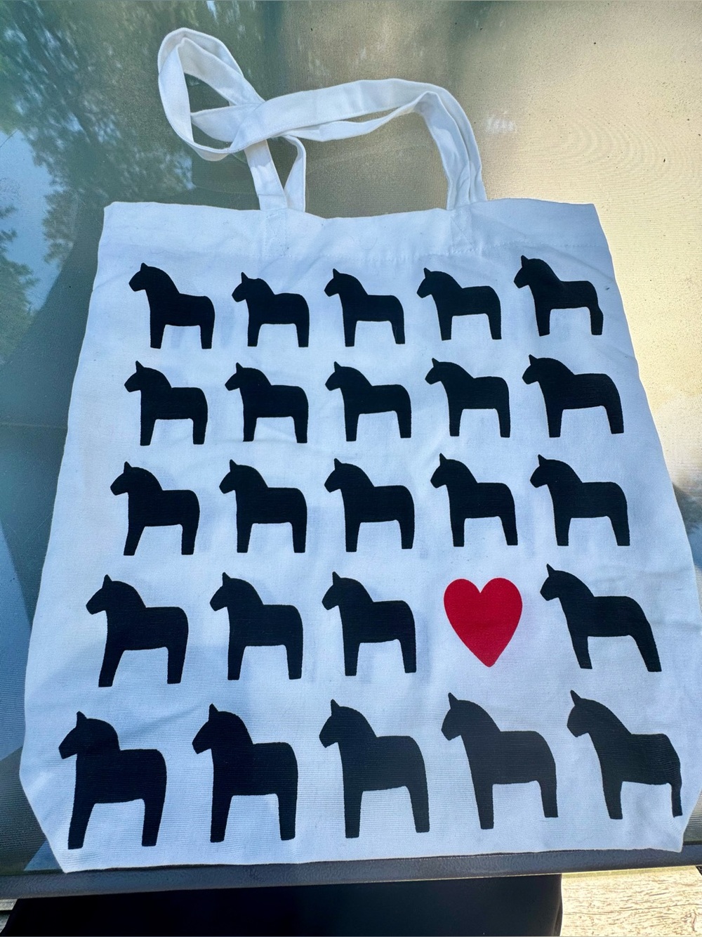 Discontinued IKEA Swedish Dala Horse Cotton Tote Bag. Like New.